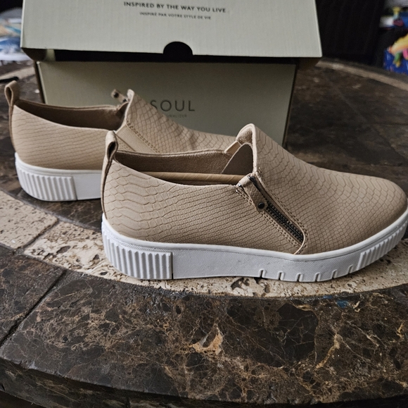 SOUL Turner Slip On Sneaker Beige Croco Faux Leather Sz 7.5 M NWT - Picture 6 of 9